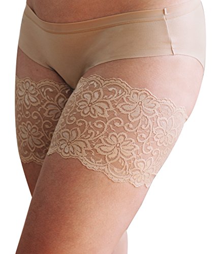 Bandelettes Original Patented Elastic Anti-Chafing Thigh Bands. Prevent Thigh Chafing - Beige DOLCE, Size C (Large)
