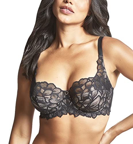 Panache Women's Allure Stretch Lace Full Cup Underwire Bra, Black/Latte, 32G