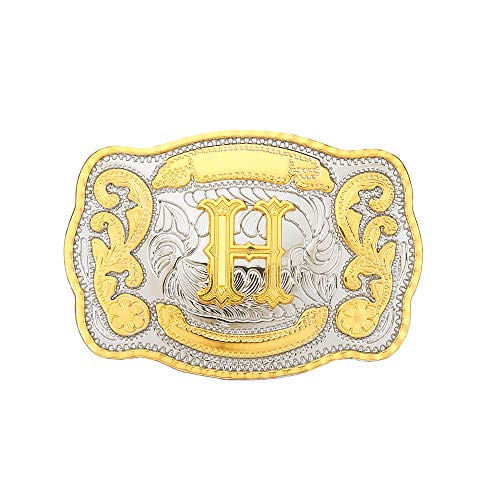 xinqida Fashion Cowboy Belt Buckles for Men Initial Letters A to Z Western Belt Buckle,Gold