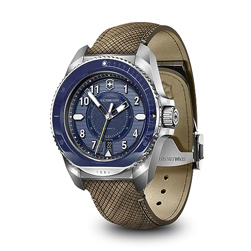 Victorinox Journey 1884 Automatic Watch with Blue Dial and Wood Strap Set with Pouch