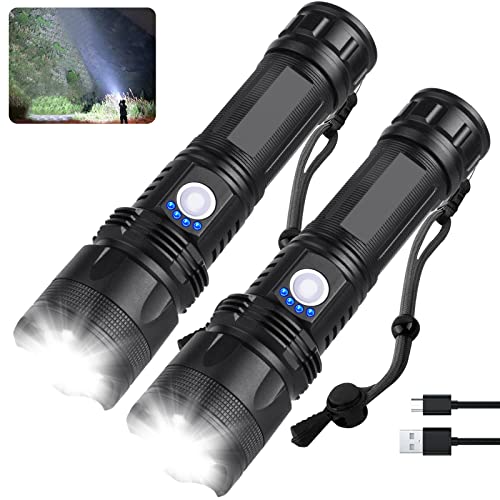 MILAOSHU Rechargeable Flashlights 990,000 High Lumens - 2 Pack, Super Bright LED Flash Light with 5 Modes, 12 Hour Brightest Waterproof Handheld Flashlight for Home, Camping