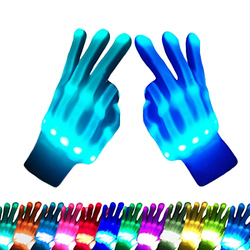 COLEDRE LED Gloves 12 Colors Girls Boys Toys Age 3-8 Years Old Light Up Gloves for Kids Teens and Adults Cool Fun Gifts Toys for Halloween Christmas Valentines Easter Birthday Parties (S)