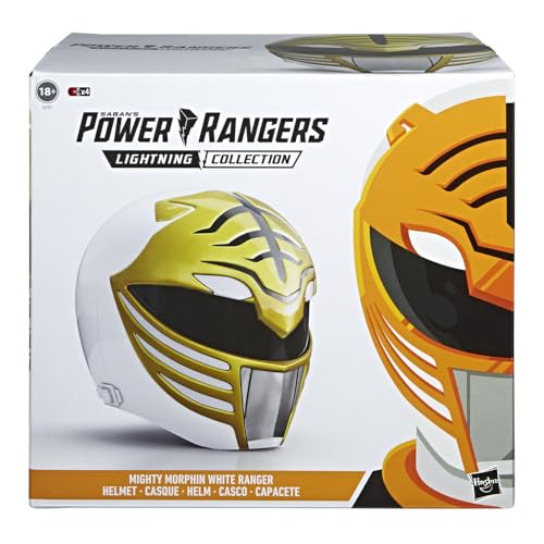 Power Rangers Lightning Collection Mighty Morphin White Ranger Premium Collector Helmet Full-Scale for Display, Roleplay, Cosplay