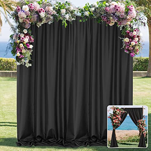 Black Backdrop Curtain for Party Black Background Curtains Rod Pocket Backdrop Drapes Panels Fabric Curtain Backdrop Black Birthday Party Decor for Boys Teens Men,5ft x 10ft, 2 Panels