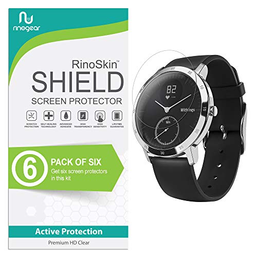 RinoGear (6-Pack) Screen Protector Designed for withings Steel HR 36mm Screen Protector Case Friendly Accessories Flexible Full Coverage Clear TPU Film