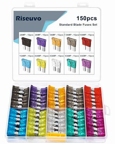 150pcs Car Automotive Rv Standard Fuses - Auto ATO Blade Fuse Assortment Kit (2A 3A 5A 7.5A 10A 15A 20A 25A 30A 35A)