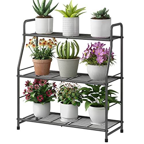 Simple Trending Plant Stand Outdoor Indoor 3-Tier Metal Waterproof Plant Shelf for Living Room Balcony Garden