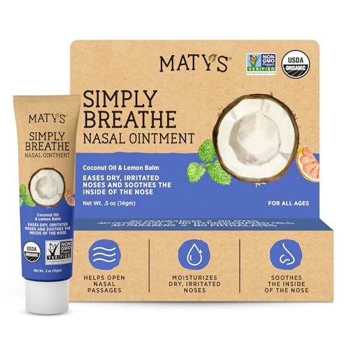 Matys Simply Breathe Nasal Ointment – Dry Nose Relief – Soothes Sore Noses from Air Travel, Dry Climates, CPAP Use & More –Natural Saline Alternative for Adults & Kids – 0.5 oz