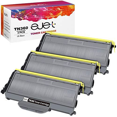 ejet TN360 TN-360 High Yield Compatible Toner Cartridge Replacement for Brother TN360 Toner Cartridge for Bother Printer DCP-7040 DCP-7030 MFC-7840W HL-2140 MFC-7340 MFC-7440N HL-2170W (Black, 3-Pack)