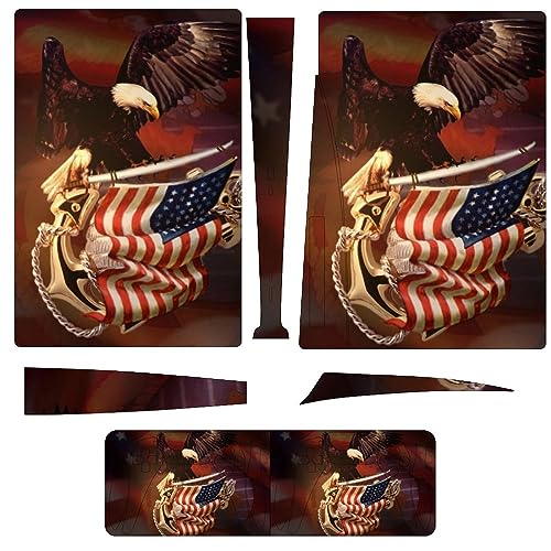 American Flag Fly Eagle Military P-S-5 Decal Stickers Cover Skin Full Wrap Face Plate Stickers Compatible with P-S-5