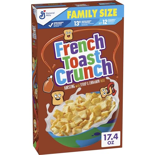 French Toast Crunch Sweetened Breakfast Cereal, 17.4 OZ Family Size Cereal Box