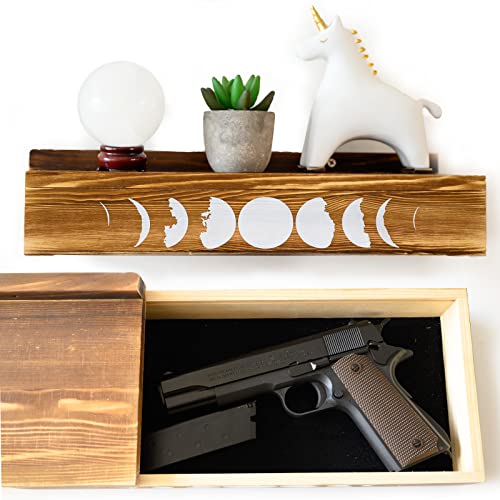 AMBER IMPRINT Hidden Gun sotrage Shelf-Concealment Furniture - 14.4'' Wide Shelf Hidden Storage - Hidden Storage Wall Decor - Wall Safe Hidden Shelf - Concealment Shelf for Home-Gun Safe for Handgun