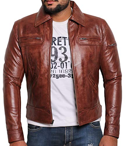 Laverapelle Men's Genuine Lambskin Leather Jacket (Vax Brown, 3XL, polyester Lining) - 1501200