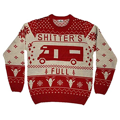 Christmas Vacation Shitter's Full Ugly Christmas Sweater Red (Large)