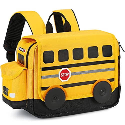 Kids Backpack for Boys Girls Preschool Bookbags 3D Cartoon Daycare Toddler Bags Medium Yellow