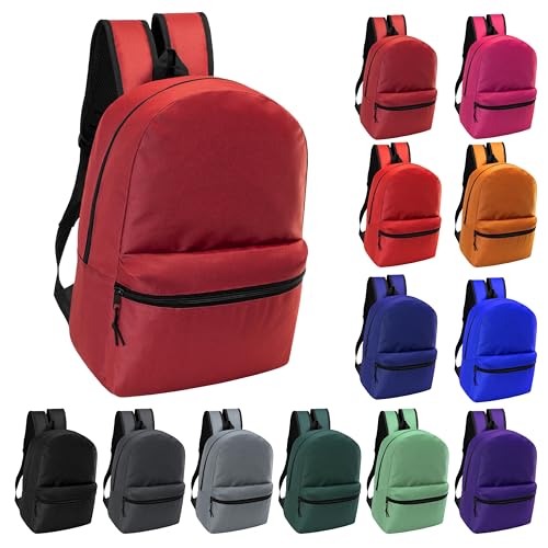 24-Pack 17' School Backpacks for Kids - Backpacks in Bulk for Elementary, Middle, and High School Students, 12 Assorted Colors