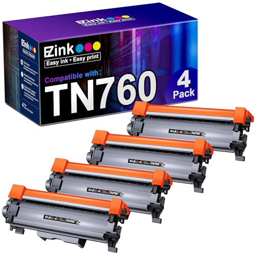 E-Z Ink (TM Compatible TN760 Toner Cartridges Replacement for Brother TN-760 TN730 TN-730 to Use with HL-L2350DW HL-L2395DW HL-L2390DW HL-L2370DW MFC-L2750DW MFC-L2710DW DCP-L2550DW (Black, 4 Pack)