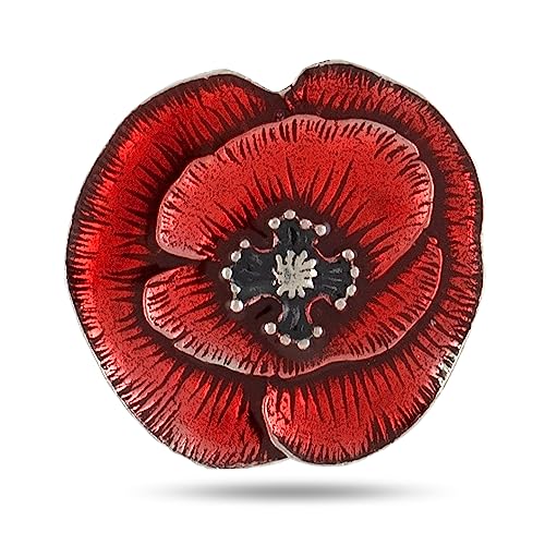 Danforth Remembrance Poppy Lapel Pin (Red) – Handcrafted Pewter Lapel Pins For Women, 7/8“, Made In USA