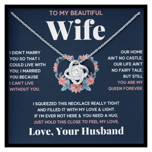 Gifts For Wife Birthday Gifts From Husband Necklace Valentines Day Find You Sooner Jewelry Box Pendant Personalized Custom Made Romantic Gift For My Best Wife Ever (Standard Box, Squeeze Knot)