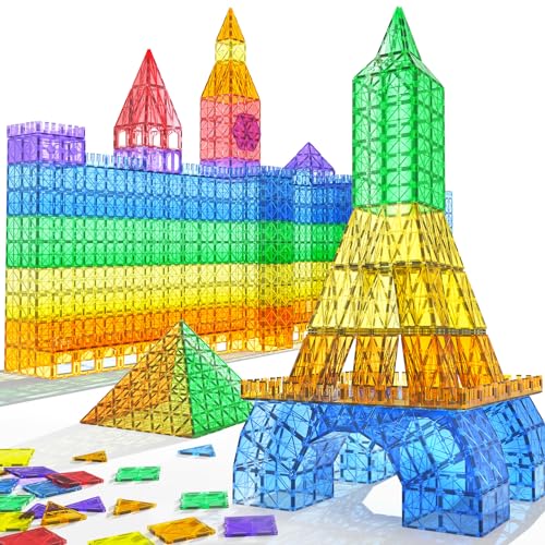 LUDILO Magnetic Tiles Magnetiles 116PCS Building Blocks Kids Toys with 2 Cars, Magne Tiles Magnetic Building Blocks for Toddlers Sensory Toys, STEM Learning Magnet Tiles Toys Gifts