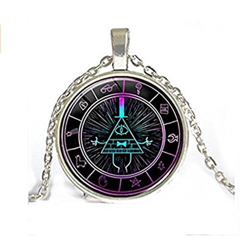 Gravity Falls Bill Cipher Wheel Scrabble Pendant，Unique Hand Designed Gravity Falls'Psychadelic' Bill Cipher Inspired Pendant Necklace Jewelry Gift/Gifts for Men & Women