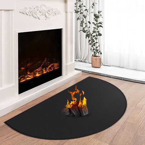 TOHONFOO Hearth Rugs for Fireplaces Fire Resistant, 32 X 60 inches Half Round Fireproof Fireplace Mat Hearth Area Rug, Fireproof Mat for Fireplace Indoor & Outdoor