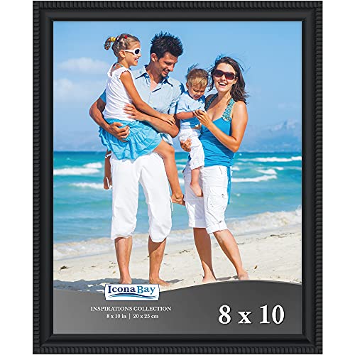 Icona Bay 8x10 Black Picture Frame Beautifully Detailed Molding, Contemporary Picture Frame Set, Wall Mount or Table Top, Inspirations Collection
