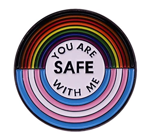 You Are Safe With Me Rainbow Flag Pride LGBT Lovers Enamel Brooch Lapel Pins For Backpacks Badges Jewelry Decorations