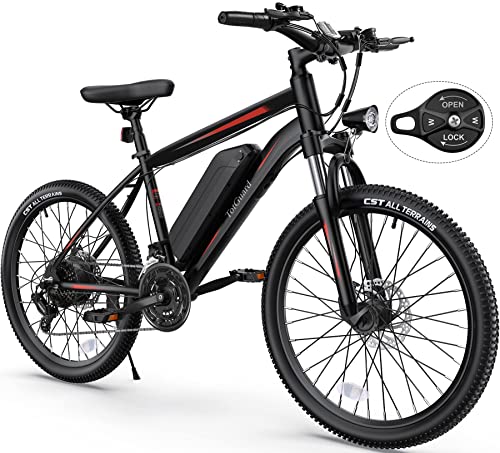 TotGuard Electric Bike, Bike for Adults 26'' Ebike with 350W Motor, 19.8MPH Mountain Lockable Suspension Fork, Removable 36V/10.4Ah Battery, Professional 21 Speed Gears