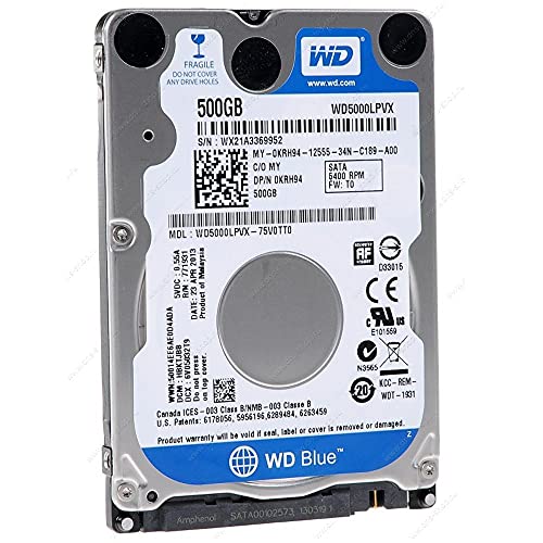 Western Digital Dell WD5000LPVX Blue 7mm 500GB SATA 6Gbp/s 2.5' Laptop Hard Drive