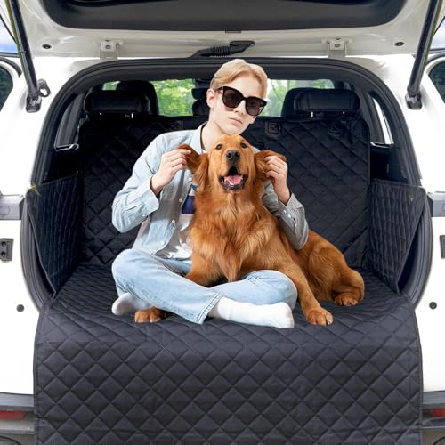 HNCPSY SUV Cargo Liner for Dog Car Seat Cover for Pets Waterproof Cargo Cover Dog Seat Mat for SUVs Sedans Vans with Bumper Flap Protector, Non-Slip,Universal Fit, Black