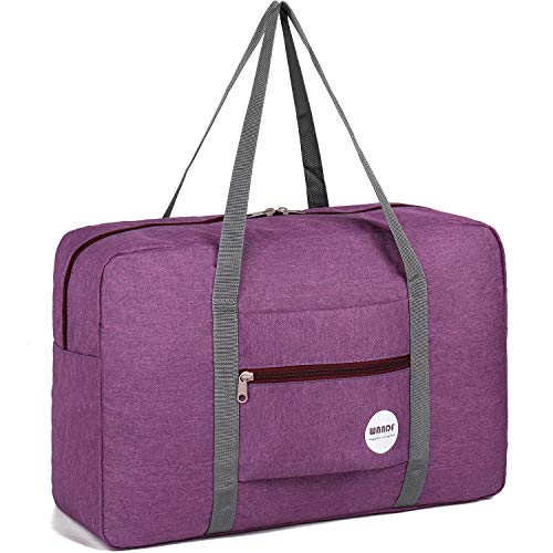 WANDF Foldable Travel Duffel Bag Luggage Sports Gym Water Resistant Nylon (B- Denim Purple)