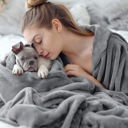 Bedsure Fleece Blankets Twin Size Grey - 300GSM Lightweight Plush Fuzzy Cozy Soft Twin Blanket for Bed, Sofa, Couch, Travel, Camping, 60x80 inches