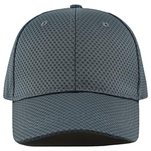 Men's Curved Brim Stretch Fit Mesh 6 Panel Fitted Cap (L/XL,Dark Grey)