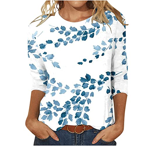 Lightning Deals of Today Prime Clearance 2023 Cute Sequin 3/4 Sleeve Tops for Women Summer Three Quarter Crewneck Shirts Dressy Workout Cotton Tunic Blouse