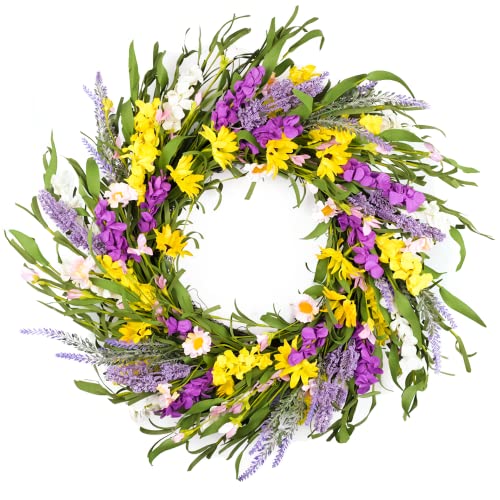 HomeKaren Spring Floral Wreaths for Front Door 22 Inch, All Seasons, Home Decoration for Wall and Outside