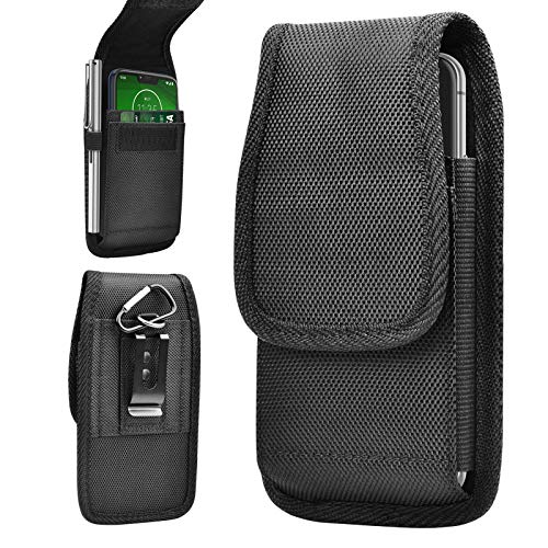 Tiflook Belt Holster for Moto G Stylus 5G G Pure G Power G Play Edge 5G UW One 5G Ace Z4 Nylon Cell Phone Pouch Belt Holder Carrying Case with Belt Clip Loop Card Slots, Black