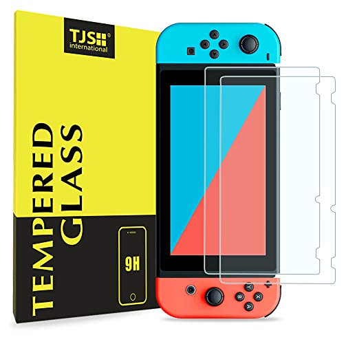 Nintendo Switch Screen Protector, TJS [Tempered Glass] [2-Piece] [Works While Docking] - 0.3mm Thickness/Bubble Free/Ultra Clear/9H Hardness/Anti-Scratch/Shatterproof/Anti-Fingerprint (Clear)