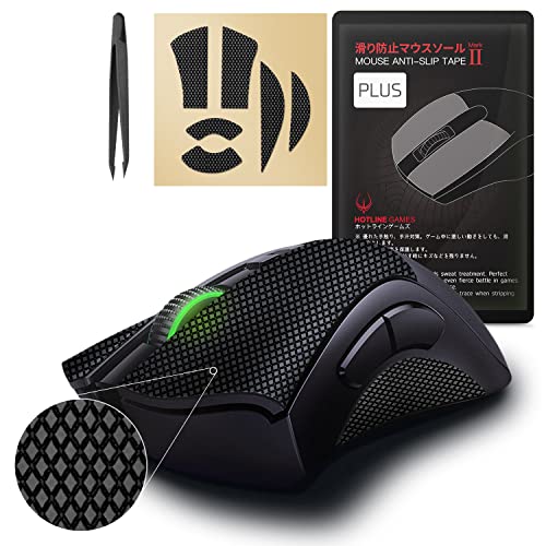 Hotline Games [Grip Upgrade] 2.0 Plus Anti Slip Mouse Grip Tape Compatible with Razer Deathadder V2 / Deathadder V2 Pro Gaming Mouse Skins,Sweat Resistant,Cut to Fit,Easy to Apply