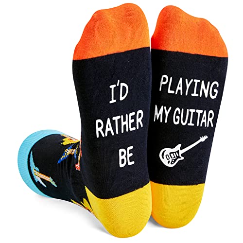 HAPPYPOP Guitar Gifts for Men Women Teen Unique, Funny Socks Guitar Lovers Gifts, Heavy Metal Gifts Music Gifts for Bass Guitar Players Teachers