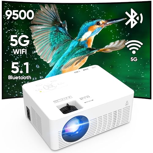 Mini Projector, 2023 Projector with WiFi and Bluetooth, Movie Projector, 1080P Full HD Supported Outdoor Projector, Portable Projector Compatible with Android/iOS/Windows/TV Stick/HDMI/USB