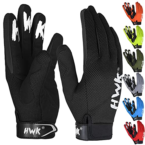 HWK Motorcycle Gloves for Men & Women Motocross Riding Driving Tactical Cycling Biker Moto Racing All-Purpose Gloves (Black, S)
