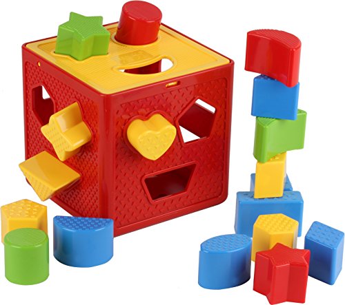 Play22 Baby Blocks Shape Sorter Toy - Childrens Blocks Includes 18 Shapes - Learning Color Recognition - Colorful Sorter Cube Box - My First Baby Toys - Toys Gift for Boys & Girls
