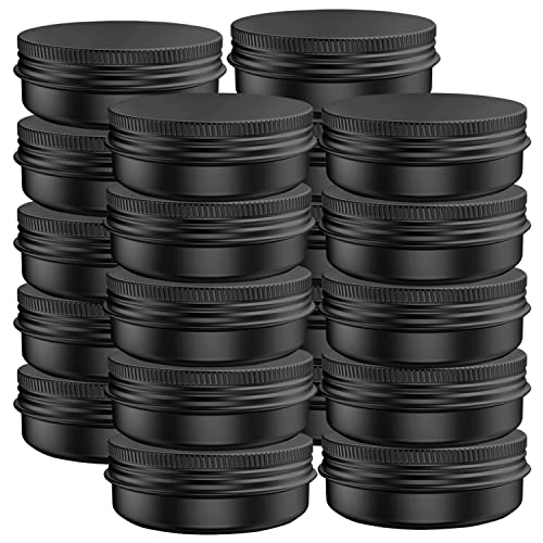Axe Sickle 20 Pcs 2 Ounce Aluminum Tin Jars Containers Leak Proof Cosmetic Tin Jars Containers Round Screw Lids for Cosmetic, Salves, Balms, Lip Balm or Others, 60mL Black