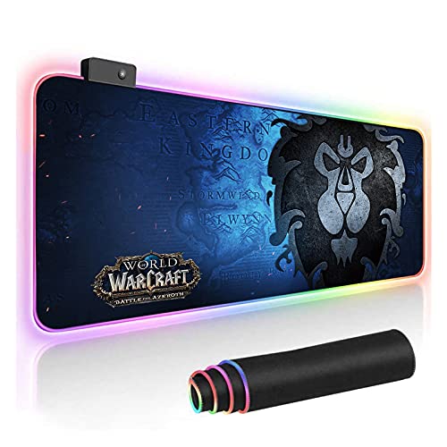 Alliance RGB Soft Gaming Mouse Pad Large Oversized Glowing Led Extended Mousepad Non-Slip Rubber Base Computer Keyboard Pad Mat 31.5X 11.8in