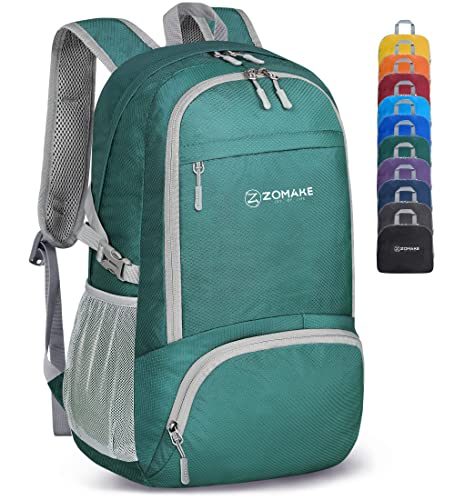 ZOMAKE Lightweight Packable Backpack 30L - Foldable Hiking Backpacks Water Resistant Compact Folding Daypack for Travel(Dark Green)