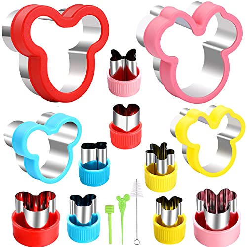 Elfkitwang Minnie Themed Cookie Cutters Set,Minnie Head Cartoons Shapes Cookie Cutter for Kids Sandwich Cakes Biscuits Vegetables Fruit Cutters Baking Mold(Assorted Sizes)