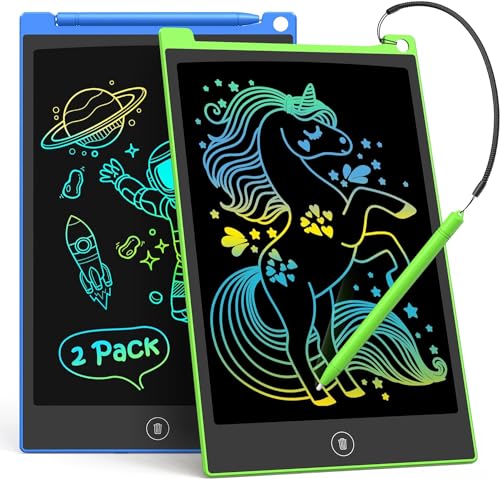 TECJOE 2 Pack LCD Writing Tablet, 10 Inch Colorful Doodle Board Drawing Tablet for Kids, Kids Travel Learning Toys Christmas Birthday Gifts for 3 4 5 6 Year Old Boys and Girls Toddlers