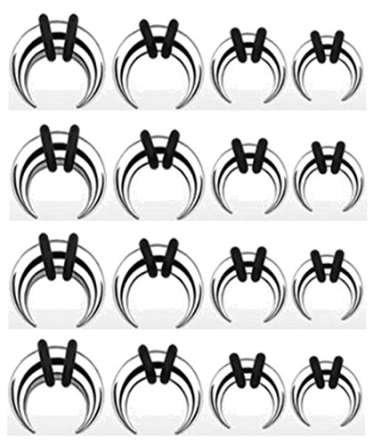 Zaya Body Jewelry 8 Pairs Steel Talons 0g-14g Pinchers Horseshoes Tapers Crescents