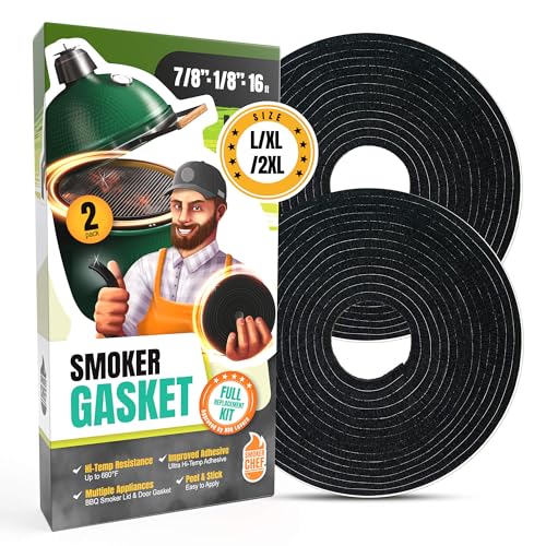 Big Green Egg Gasket Replacement Large/XL/XXL - 2-Pack x 8 FT Smoker Gasket Seal - BGE Gasket 7/8' x 1/8' Felt - Compatible with Big Green Egg - Accessories & Parts for Grill by Smoker Chef